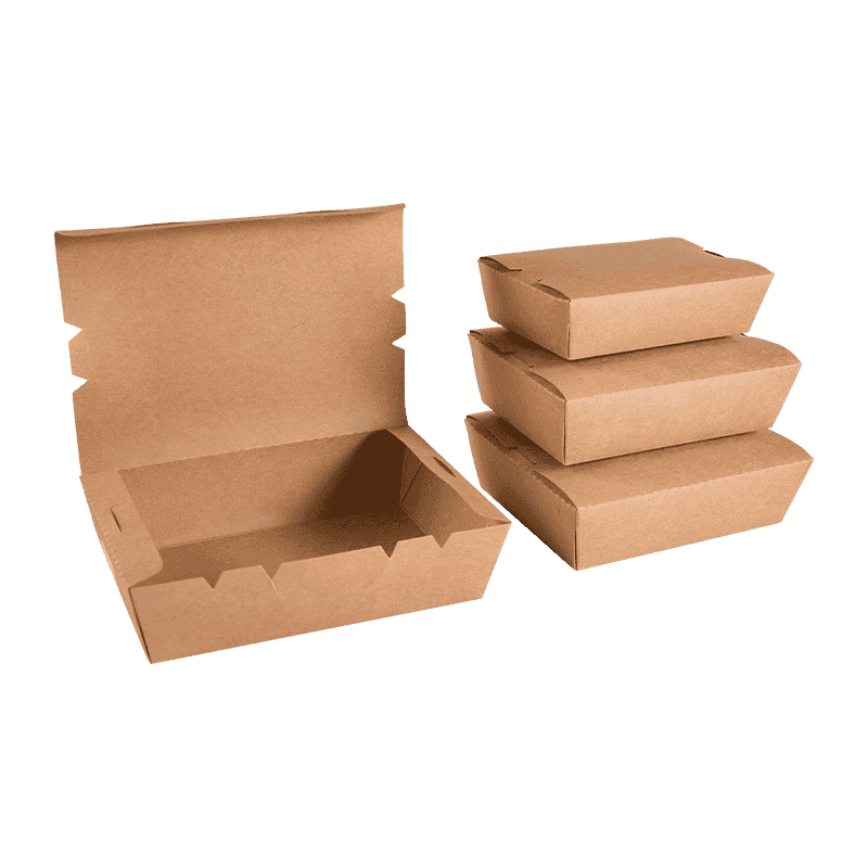 Cajas de comida desechables de papel kraft con una ventana para ensaladas y comidas para llevar