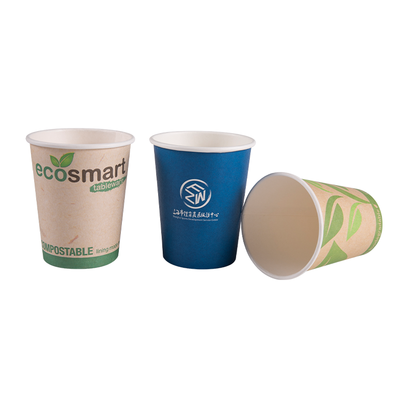 Tazas de papel desechables de una sola capa y biodegradables