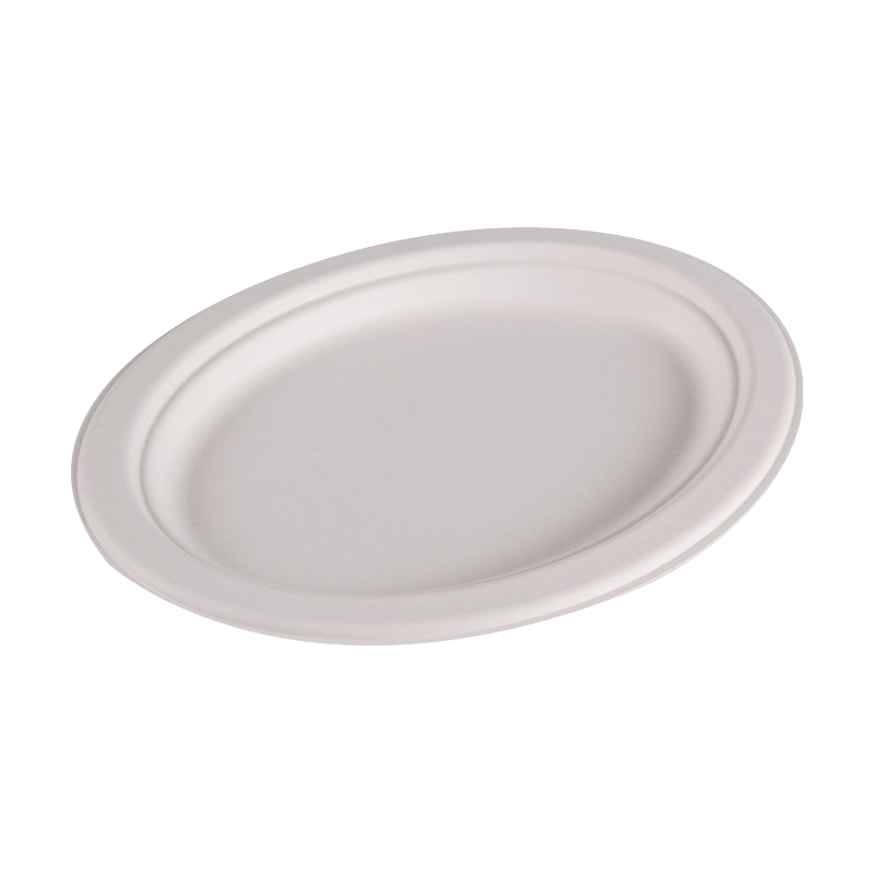 Plato redondo desechable, compostable, hecho de bagazo de caña