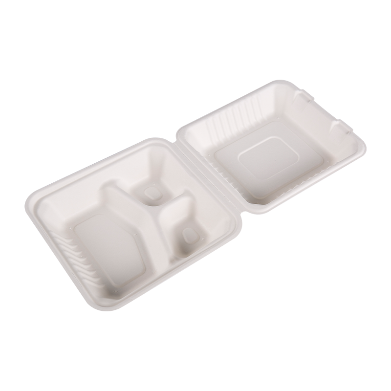 Caja de alimentos desechable con tapa a prueba de agua y 3 compartimentos