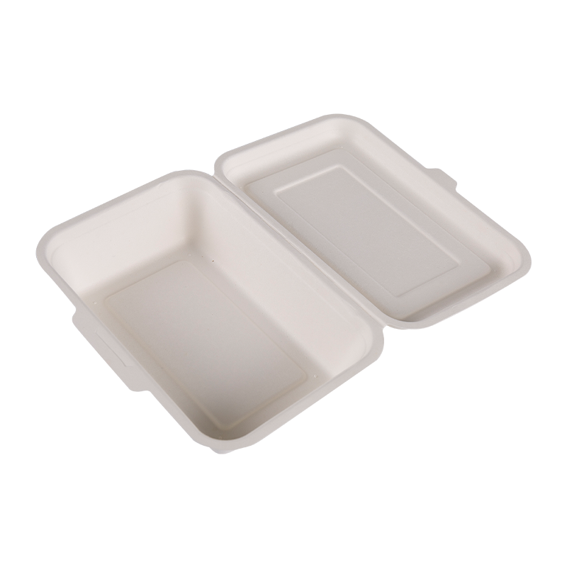 Caja de comida para llevar desechable con tapa, biodegradable