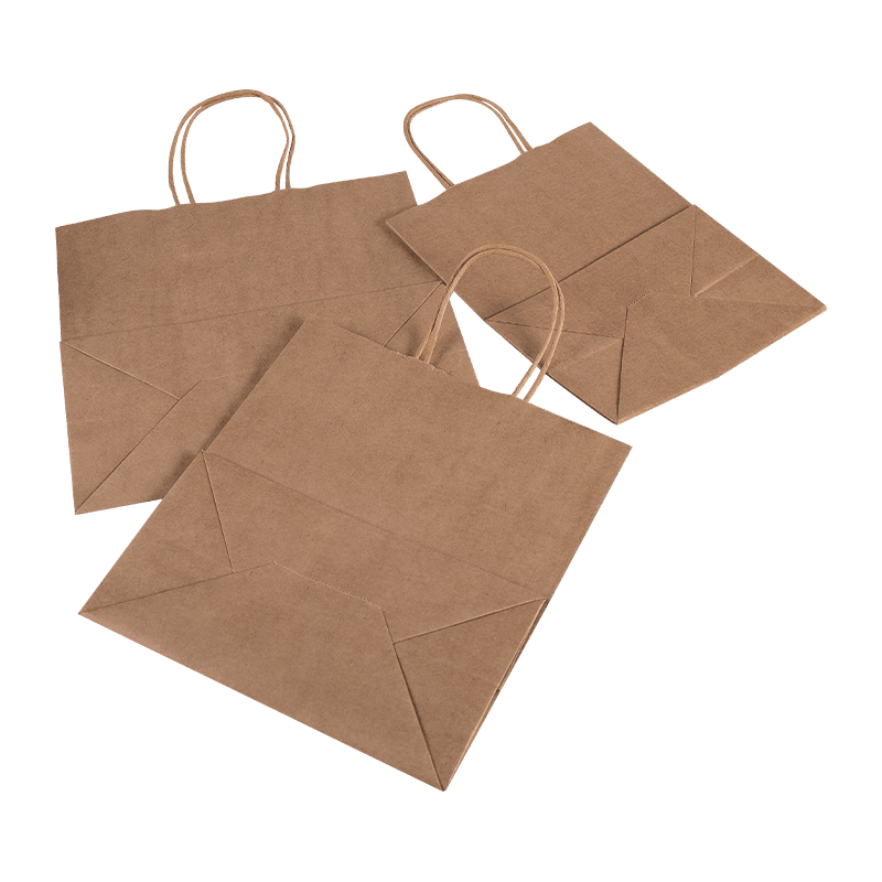 Bolsa de papel kraft con asas para compras y comida para llevar a granel