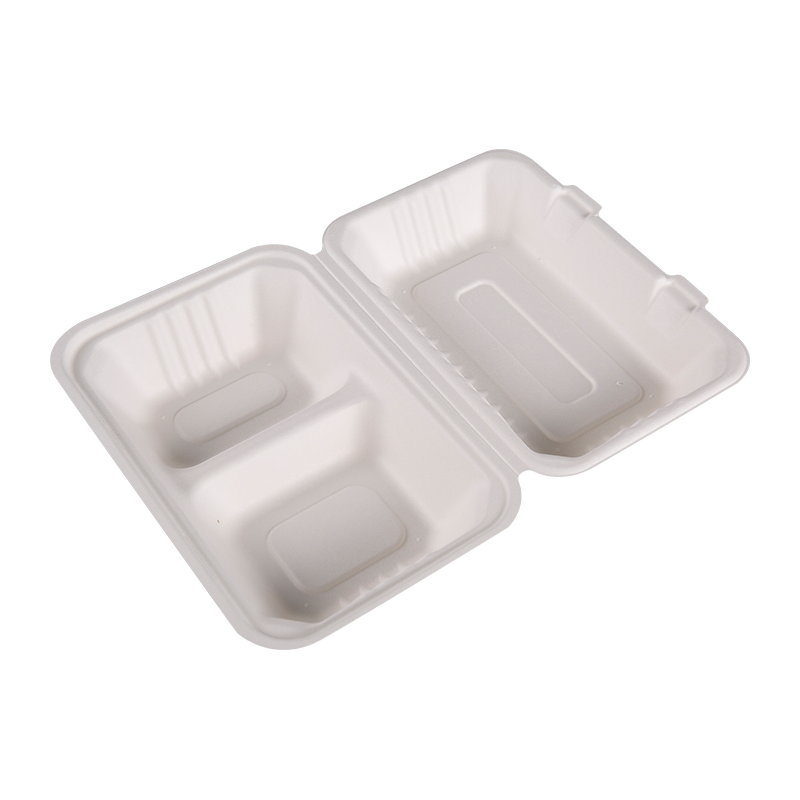 Caja de comida para llevar desechable con tapa abatible y bisagra, portátil