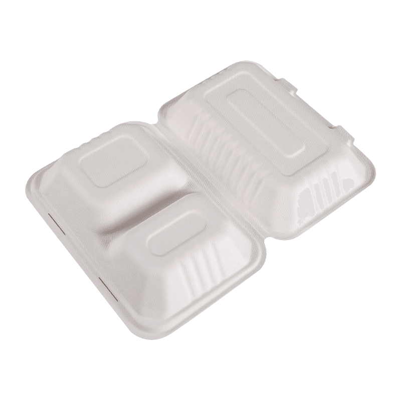 Caja de comida para llevar desechable con tapa abatible y bisagra, portátil