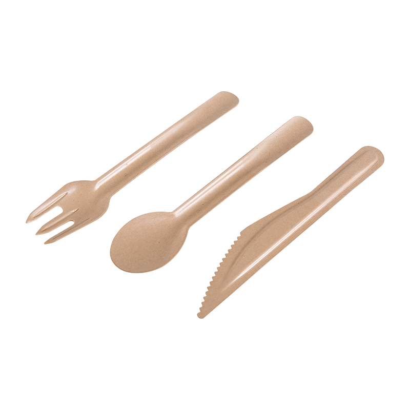 Cuchillo, tenedor y cuchara desechables, ecológicos y biodegradables para pasteles y ensaladas